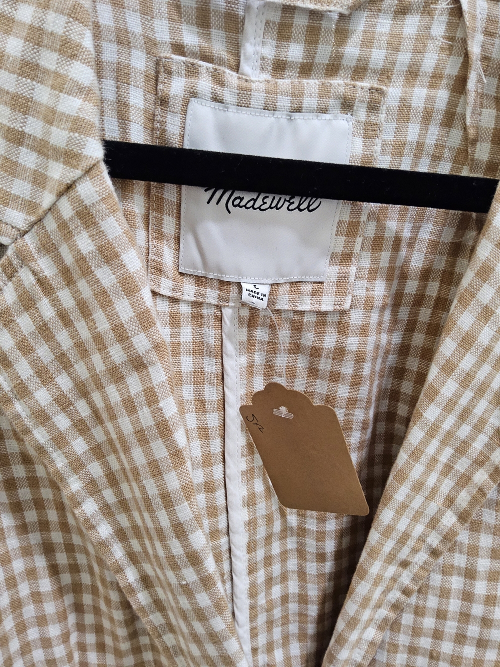 Madewell Beige Gingham Blazer Jacket|| Size Large - Picture 2 of 2